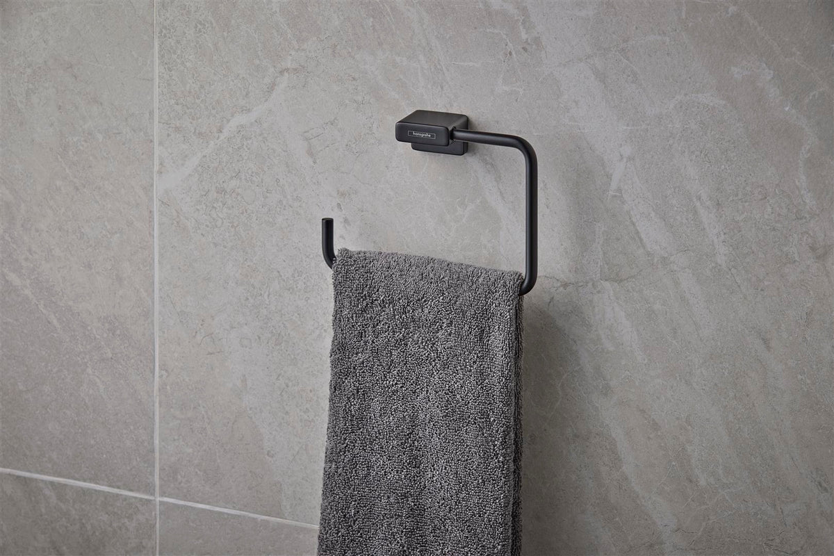 HANSGROHE AddStoris Handtuchring in Chrom – schwenkbar, Wandmontage, verdeckte Befestigung