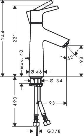 Hansgrohe Talis S Einhebel-Waschtischmischer 100 mit LowFlow und Zugstangen-Ablaufgarnitur, chrom