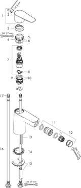 Hansgrohe Talis E Einhebel-Bidetmischer DN15 mit Ablaufgarnitur, chrom – Kugelgelenk-Luftsprudler, 5 l/min