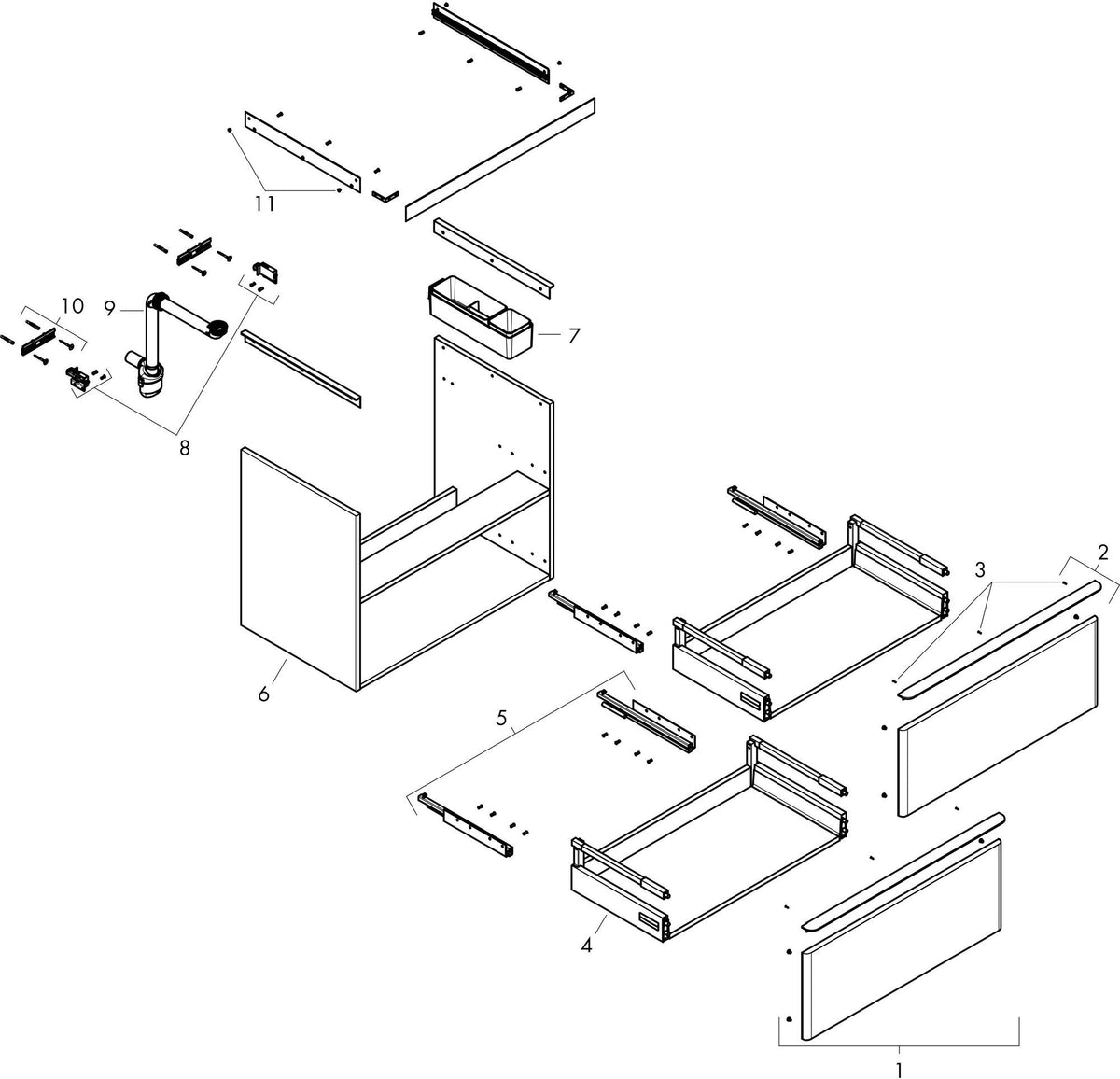 HANSGROHE Xelu Q Waschtischunterschrank 580 mm weiß hochglanz mit SoftClose