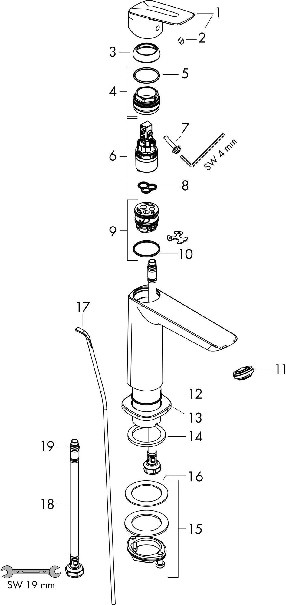 HANSGROHE HG Einhebel-Waschtischmischer 110 LOGIS mit Zugstangen-Ablaufgarnitur, chrom