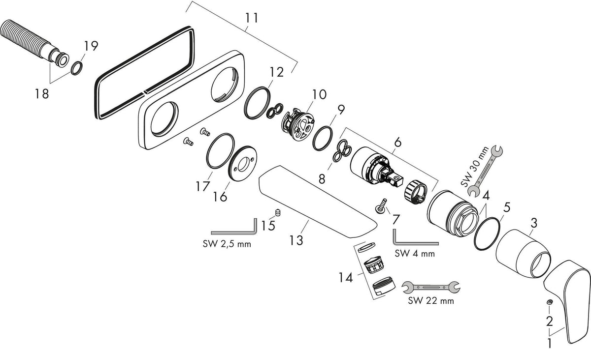 HANSGROHE Talis E Einhebel-Waschtischmischer Unterputz DN 15 mit 165 mm Ausladung in Chrom