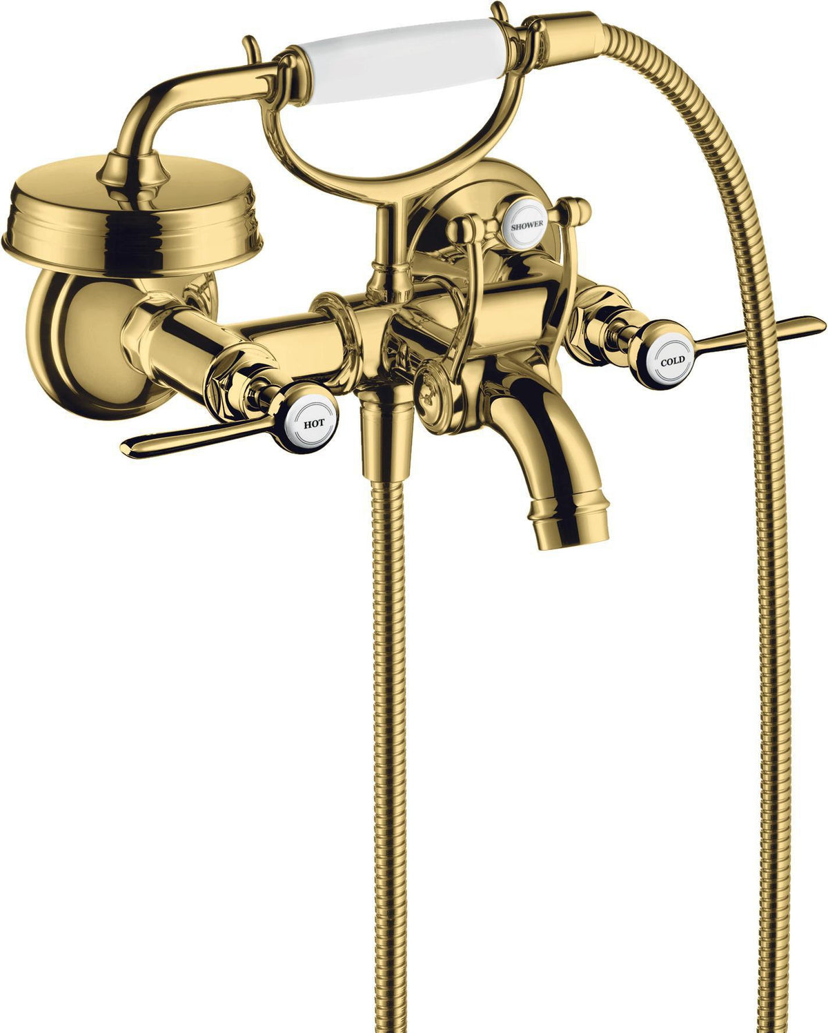 AXOR MONTREUX 2-Griff-Wannenarmatur DN 15, Aufputz, Hebelgriffe, Handbrause, Chrom