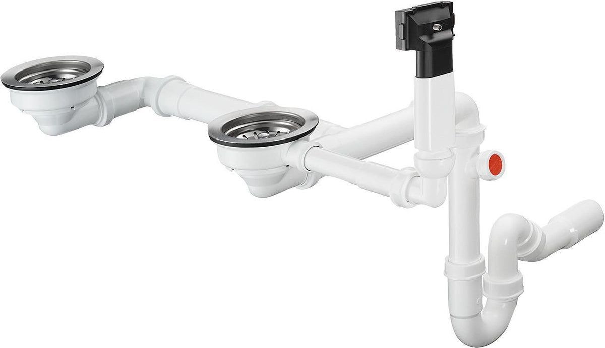 Hansgrohe Manuelle Ab- und Überlaufgarnitur Doppelbecken Granit D17-10 in Chrom – 1 1/2" Anschluss