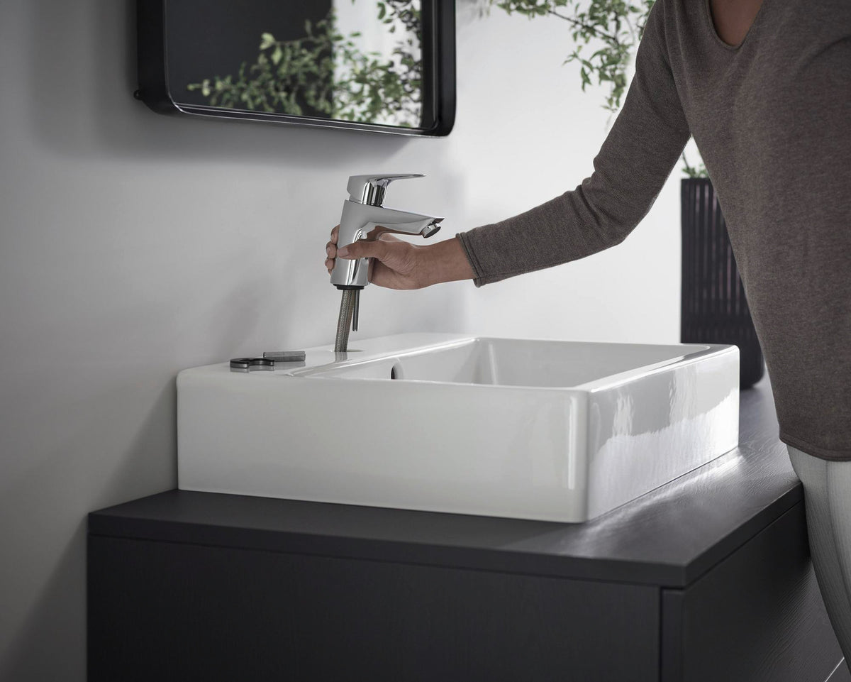 HANSGROHE Logis Einhebel-Waschtischmischer DN 15 mit 3,5 l/min LowFlow und Zugstangen-Ablaufgarnitur, Chrom