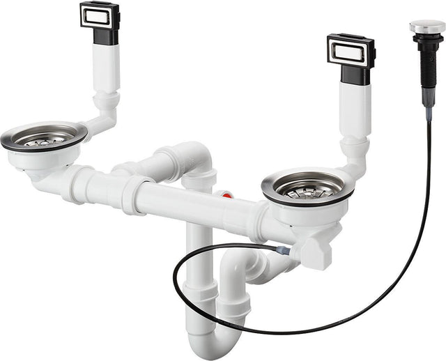 HANSGROHE Ab- und Überlaufgarnitur BSO mit Excenterbedienung 370 x 370 D15-11, Edelstahl