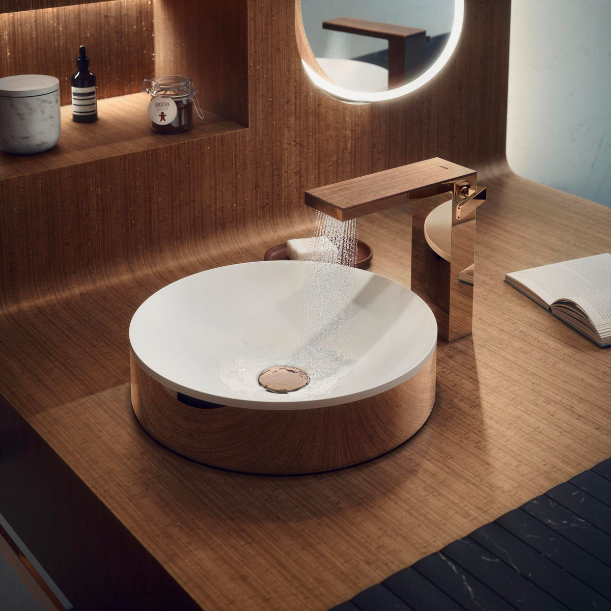 AXOR MYEDITION 230 Einhebel-Waschtischmischer mit Push-Open Ablaufgarnitur in polished gold optic