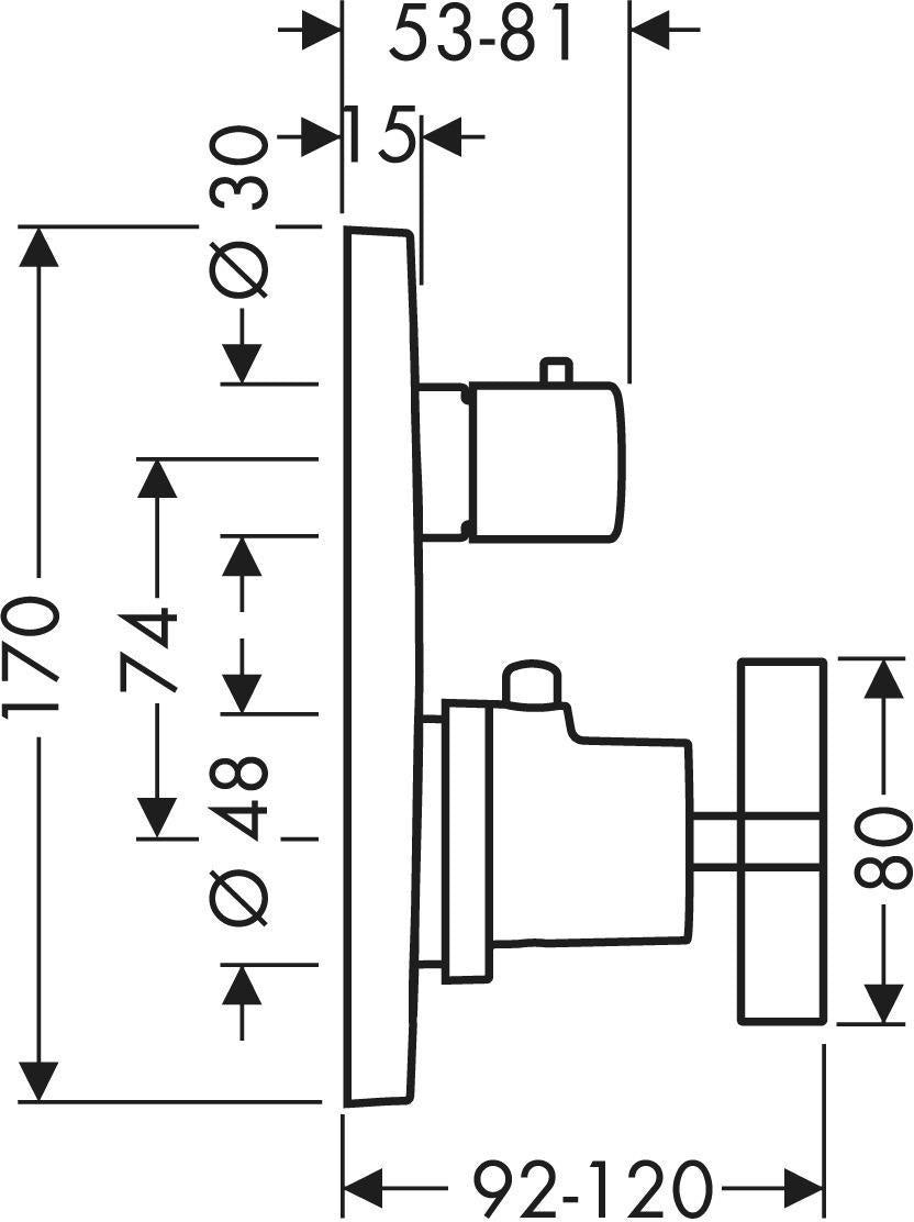 AXOR Citterio Thermostatbatterie mit Absperrventil und Kreuzgriff in Chrom