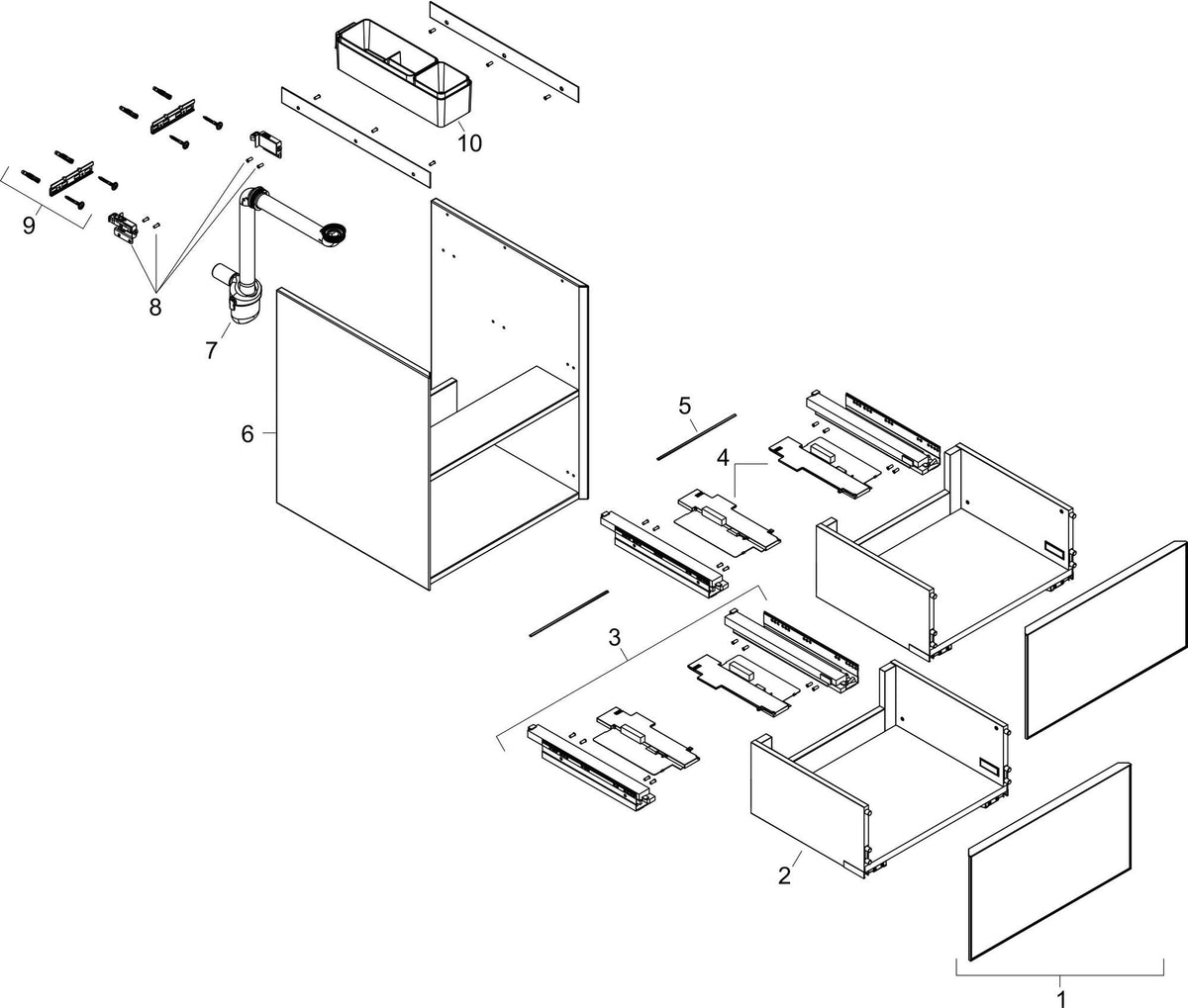 HANSGROHE Xevolos E Waschtischunterschrank 980 mm Eiche Dunkel Mattweiß mit PushOpen und SoftClose