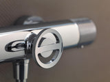 AXOR FRONT Showerpipe mit Thermostat, Kopfbrause 279 mm und Handbrause – 2 Strahlarten, Chrom