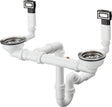 Hansgrohe Manuelle Ab- und Überlaufgarnitur Edelstahl 370 x 370 D15-10 BSO für Doppelbecken