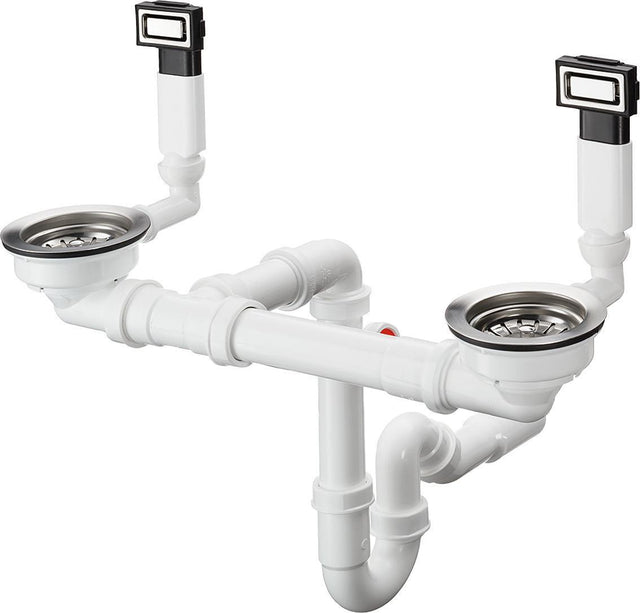 Hansgrohe Manuelle Ab- und Überlaufgarnitur Edelstahl 370 x 370 D15-10 BSO für Doppelbecken