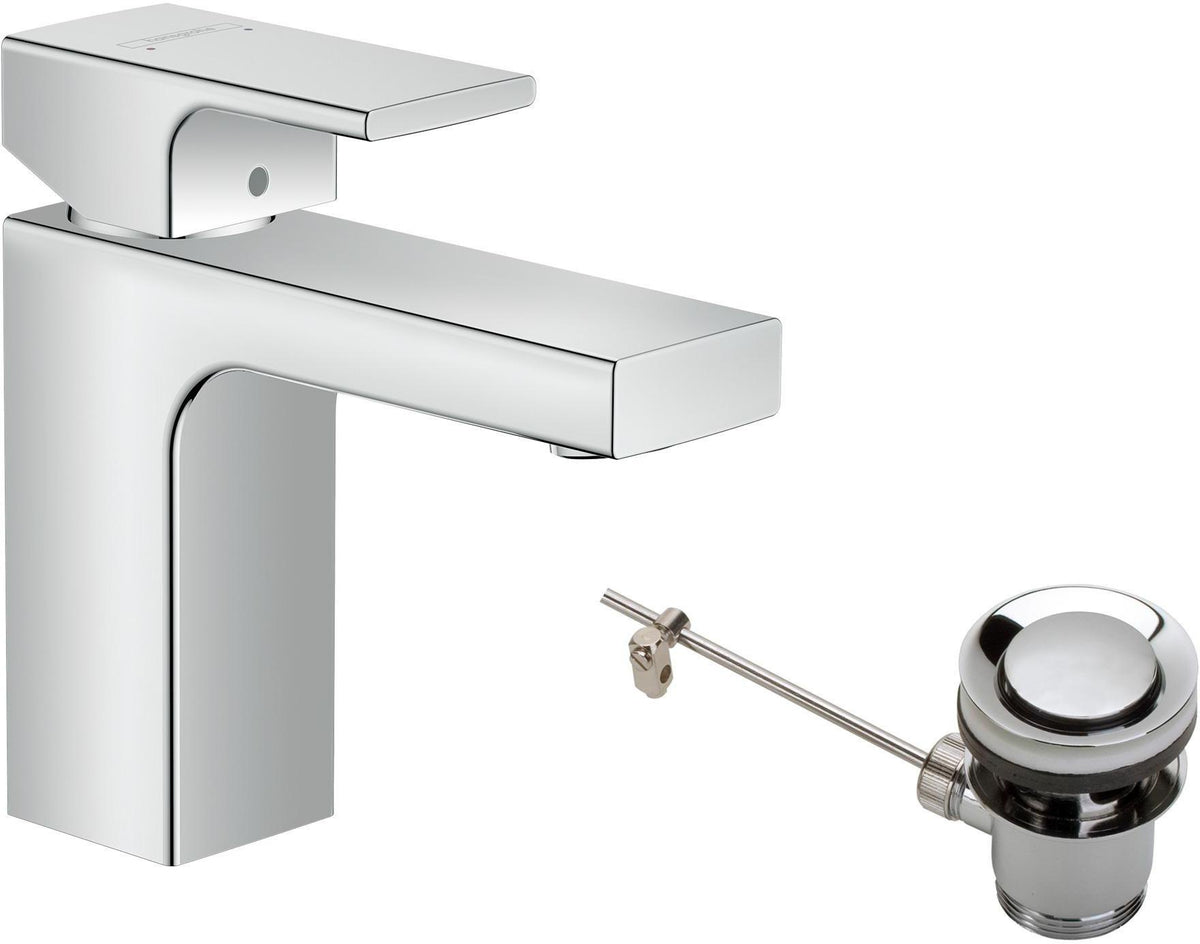 Hansgrohe VERNIS Shape 100 Einhebel-Waschtischmischer mit Zugstangen-Ablaufgarnitur, chrom