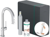 HANSGROHE SodaSystem 210 Aqittura M91 Ausziehauslauf Starter Set sBox – gefiltertes, gekühltes und sprudelndes Trinkwasser