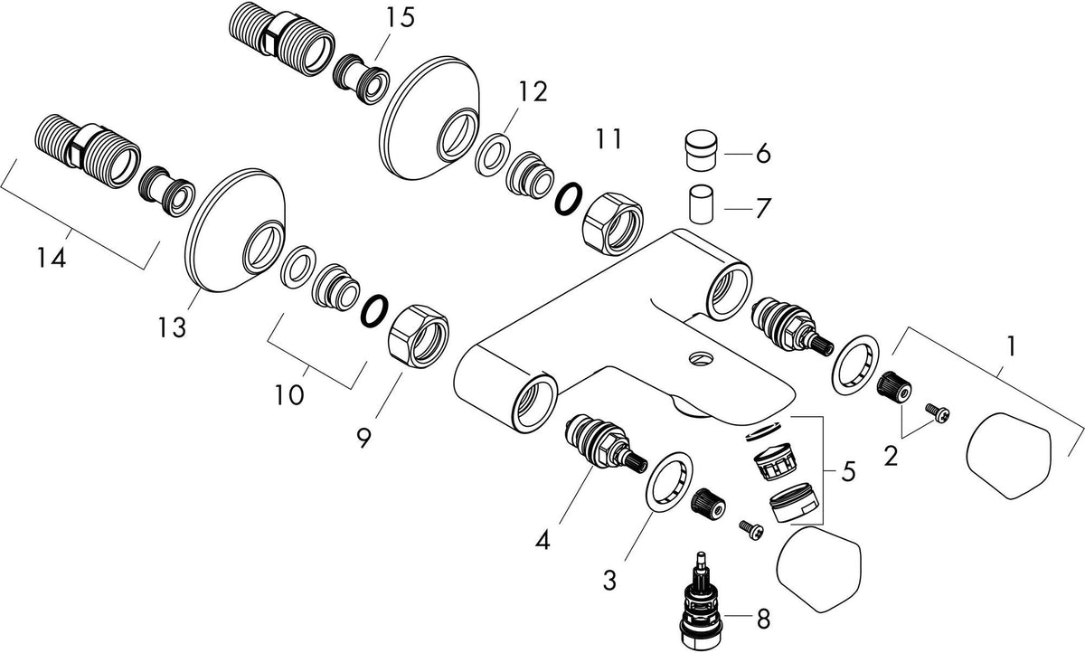 Hansgrohe Logis 2-Griff-Wannenmischer Aufputz chrom mit Umsteller und Schalldämpfer