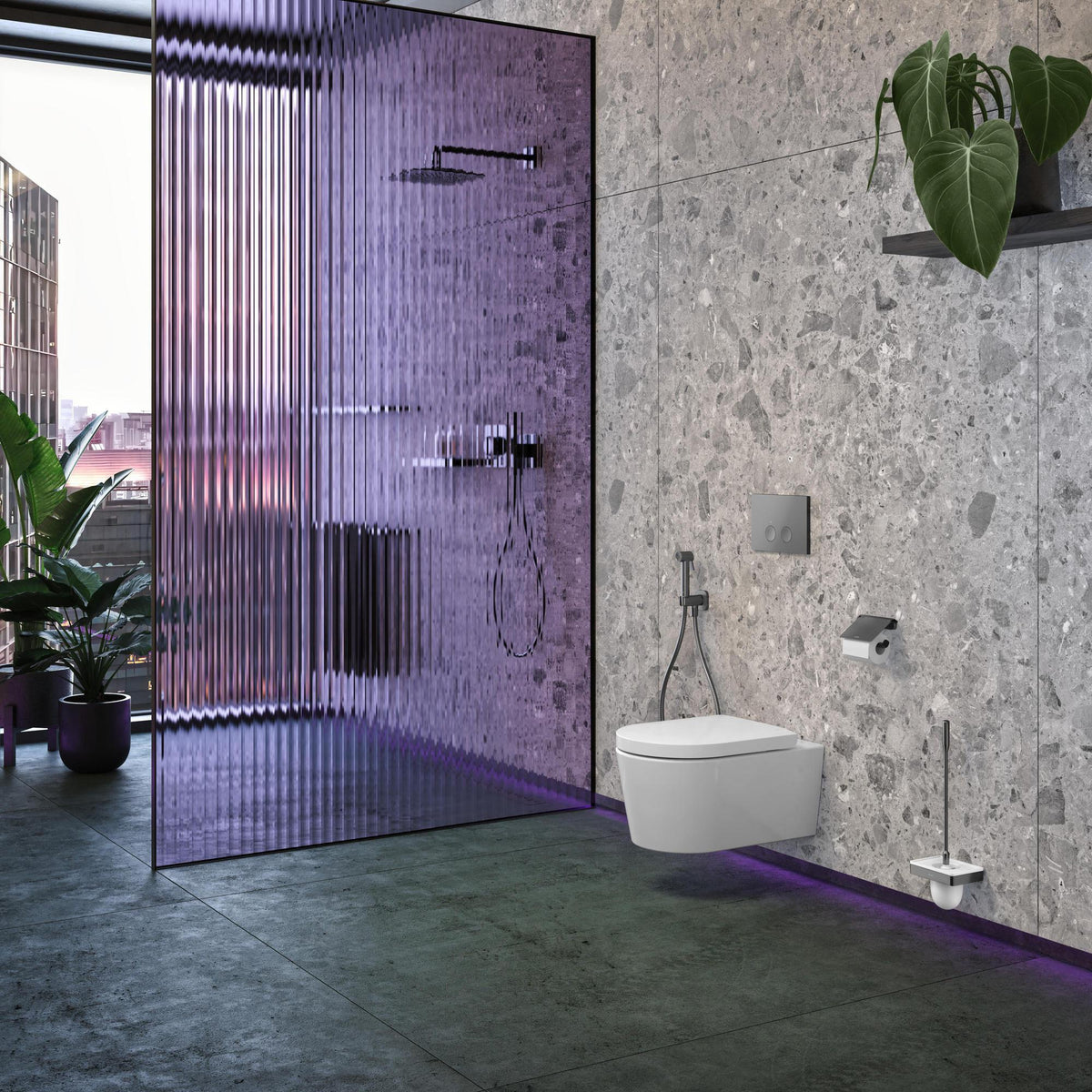 AXOR Universal Softsquare WC-Bürstenhalter Wandmontage verchromt mit Glaseinsatz
