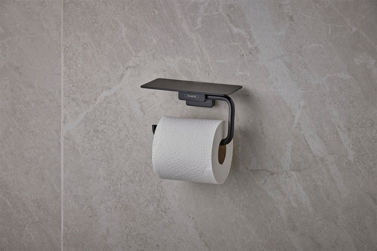 HANSGROHE AddStoris Papierrollenhalter mit Ablage – Chrom, Wandmontage, verdeckte Befestigung