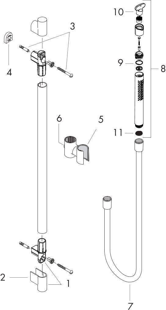 HANSGROHE AXOR Starck Organic Brauseset mit 2jet Stabhandbrause, chrom