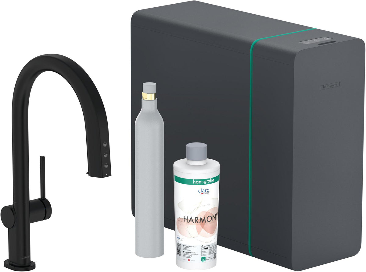 HANSGROHE SodaSystem 210 Aqittura M91 Ausziehauslauf Starter Set sBox – gefiltertes, gekühltes und sprudelndes Trinkwasser