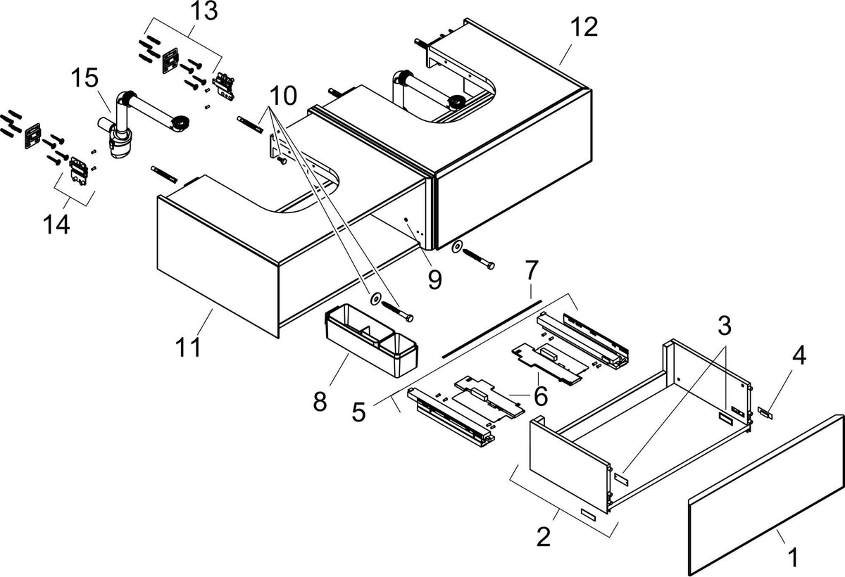 HANSGROHE Xevolos E Waschtischunterschrank 1370 mm mit 2 Schubkästen, PushOpen und SoftClose