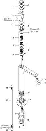 AXOR Citterio E Einhebel-Waschtischmischer 190 mit Pingriff und ComfortZone, chrom