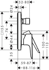 HANSGROHE Talis E Einhebel-Wannenmischer Fertigmontageset mit Sicherungskombination Chrom