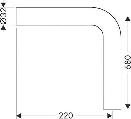Hansgrohe Winkelrohr 90° chrom – Messing, G 1 1/4, UBA-konform