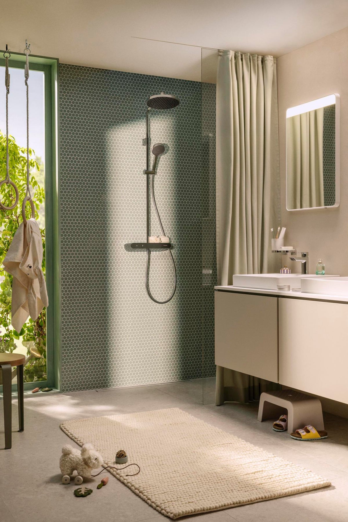 HANSGROHE RainDrain Compact Duschrinne 1200 mm Komplettset – befliesbar, flache Installation