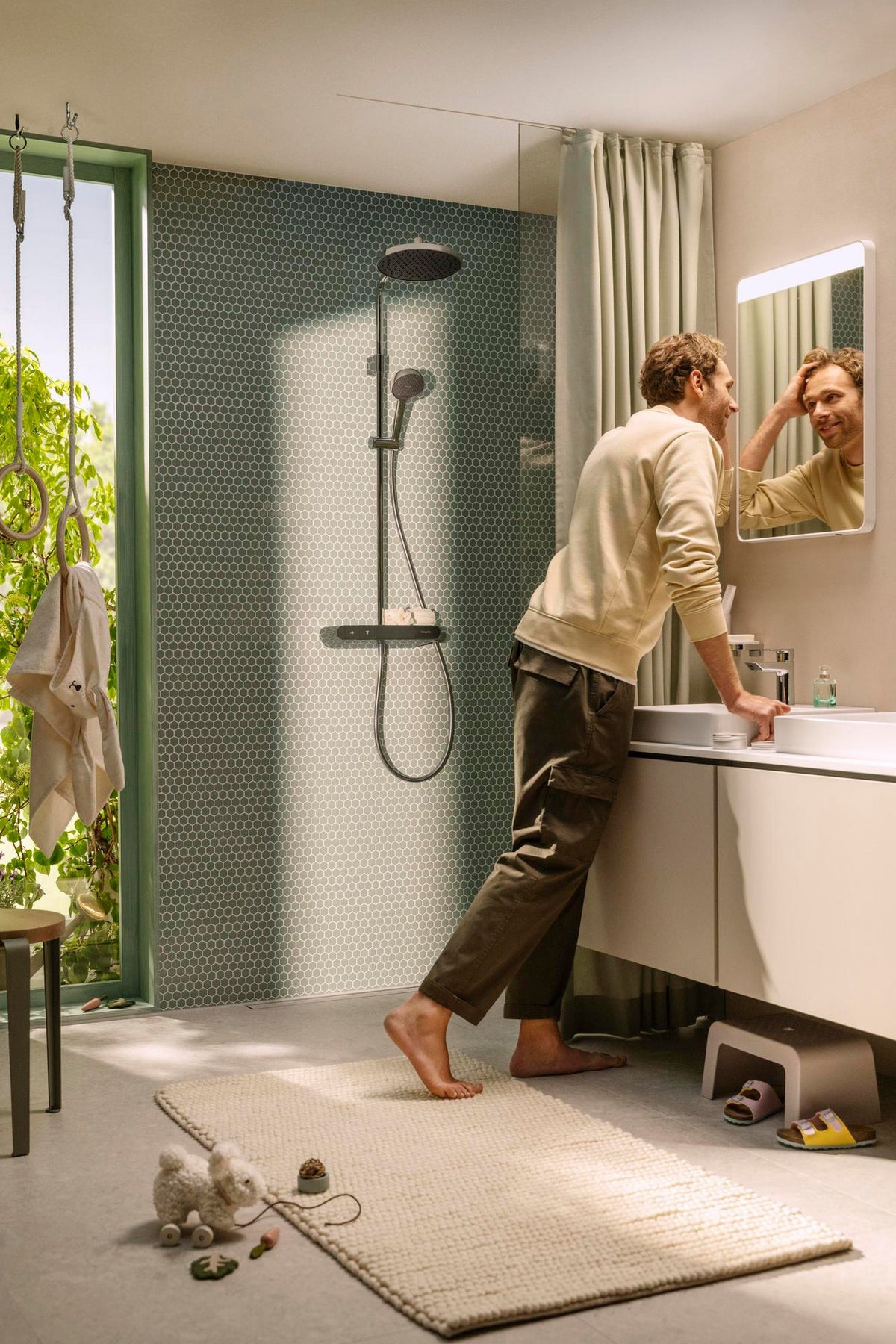 HANSGROHE RainDrain Compact Duschrinne 1200 mm Komplettset – befliesbar, flache Installation