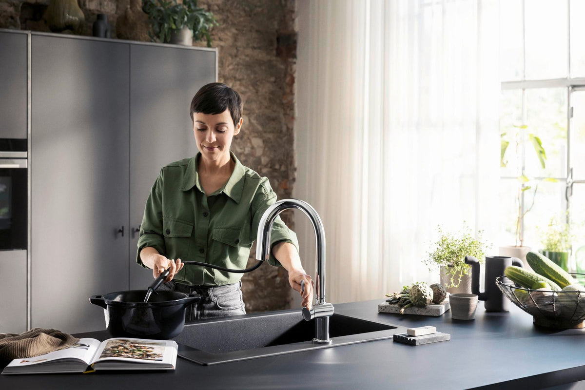 HANSGROHE SodaSystem 210 Aqittura M91 Ausziehauslauf Starter Set sBox – gefiltertes, gekühltes und sprudelndes Trinkwasser