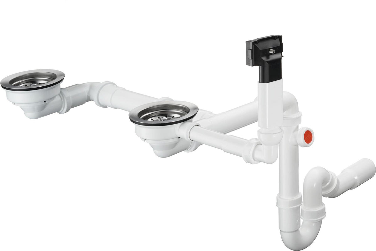 Hansgrohe Manuelle Ab- und Überlaufgarnitur Doppelbecken Granit D17-10 in Chrom – 1 1/2" Anschluss