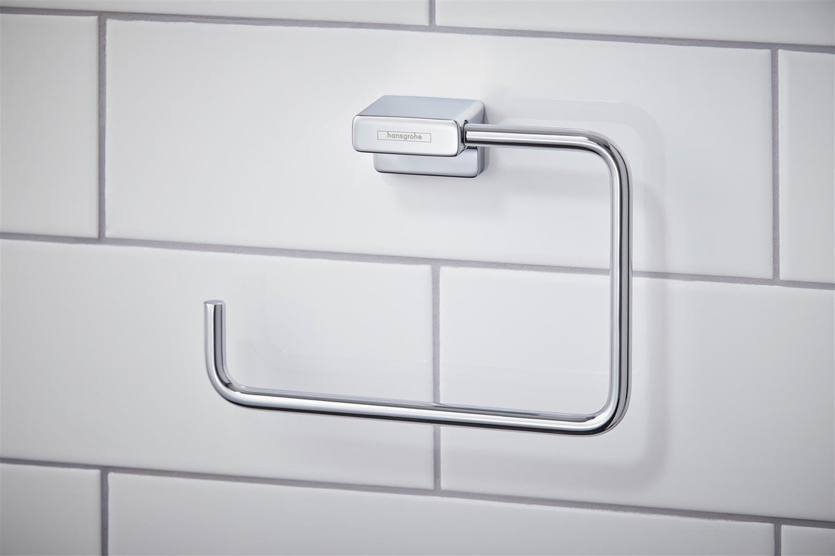 HANSGROHE AddStoris Handtuchring in Chrom – schwenkbar, Wandmontage, verdeckte Befestigung