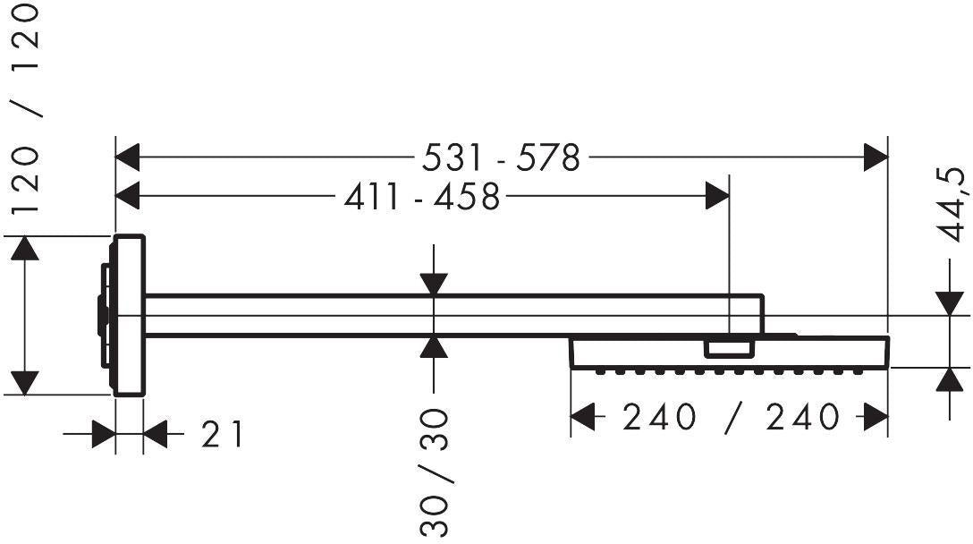 AXOR STARCK SHOWERCOLLECTION Kopfbrause 240 mm mit Brausearm DN15 Chrom – RainAir Strahl