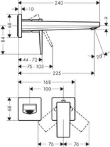 HANSGROHE Metropol Einhebel-Waschtischmischer Unterputz DN15 mit 165 mm Auslauf in Chrom