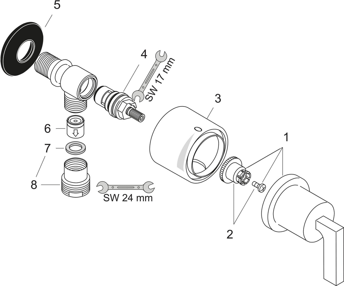 AXOR Citterio FIXFIT Schlauchanschluss DN 15 mit Absperrventil und Hebelgriff in Chrom