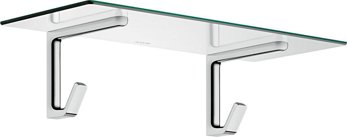 AXOR Universal Softsquare Badetuchablage 600 mm – Glasablage mit Haken in Chrom