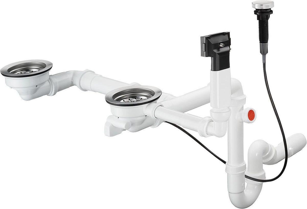 Hansgrohe HG Automatische Ab- und Überlaufgarnitur Doppelbecken Granit D17-11, chrom
