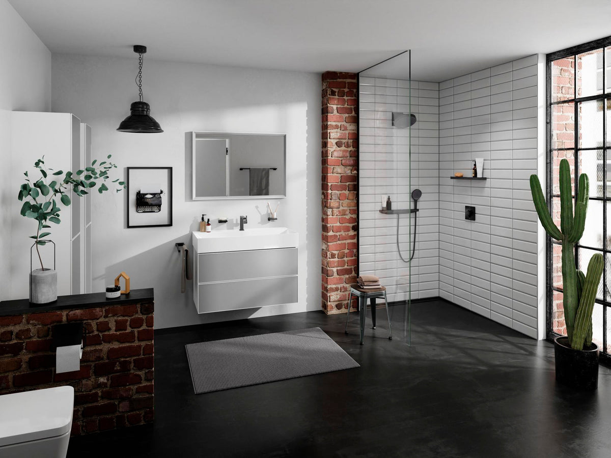 HANSGROHE Hochschrank Xevolos E 1160 mm mit PushOpen, Eiche dunkel/Weiß, grifflos