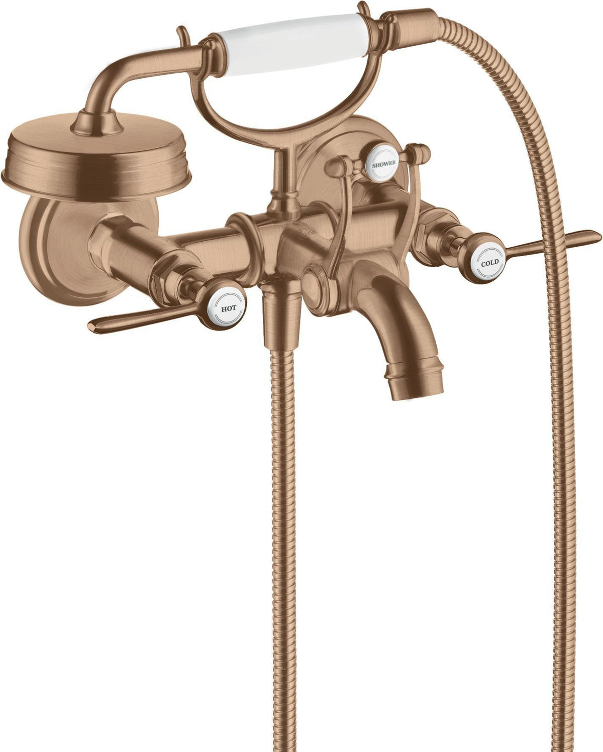 AXOR MONTREUX 2-Griff-Wannenarmatur DN 15, Aufputz, Hebelgriffe, Handbrause, Chrom