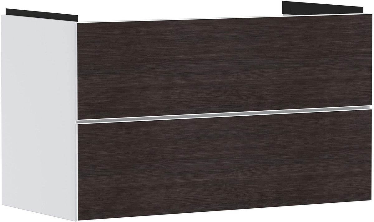 HANSGROHE Xevolos E Waschtischunterschrank 980 mm Eiche Dunkel Mattweiß mit PushOpen und SoftClose