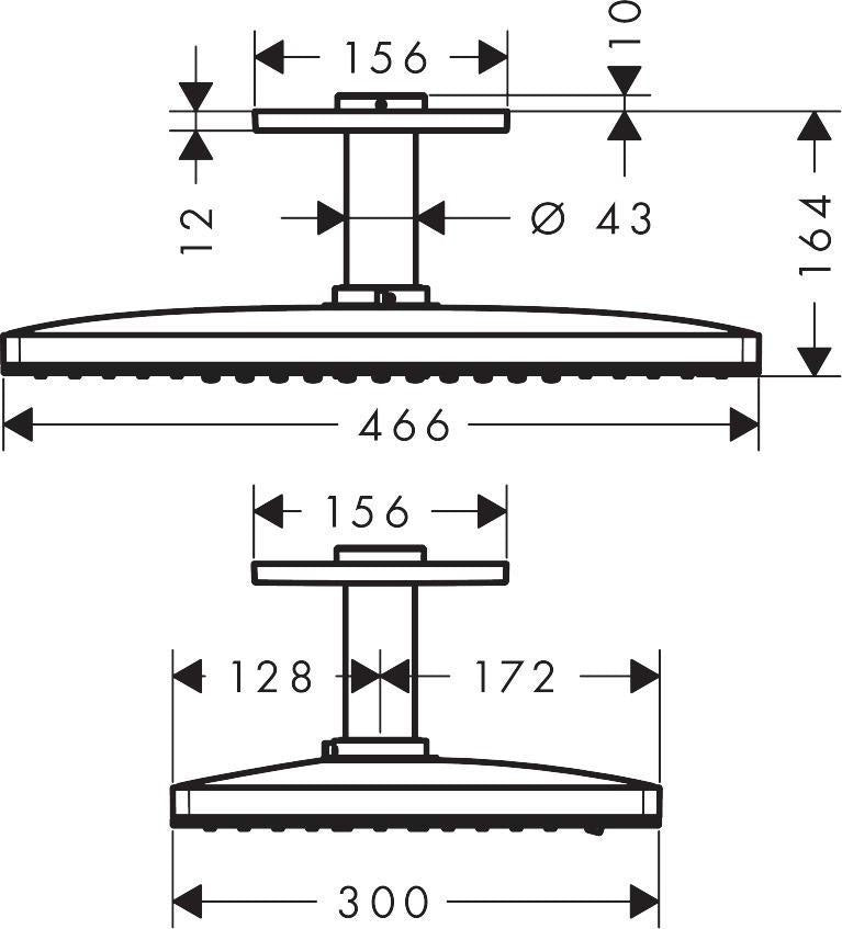 AXOR ShowerSolutions Kopfbrause 466x300 mm 2 Strahlarten Chrom