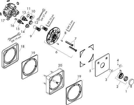HANSGROHE Mischer DuoTurn Q Unterputz, 2 Verbraucher, chrom – Thermostatische Temperaturregelung