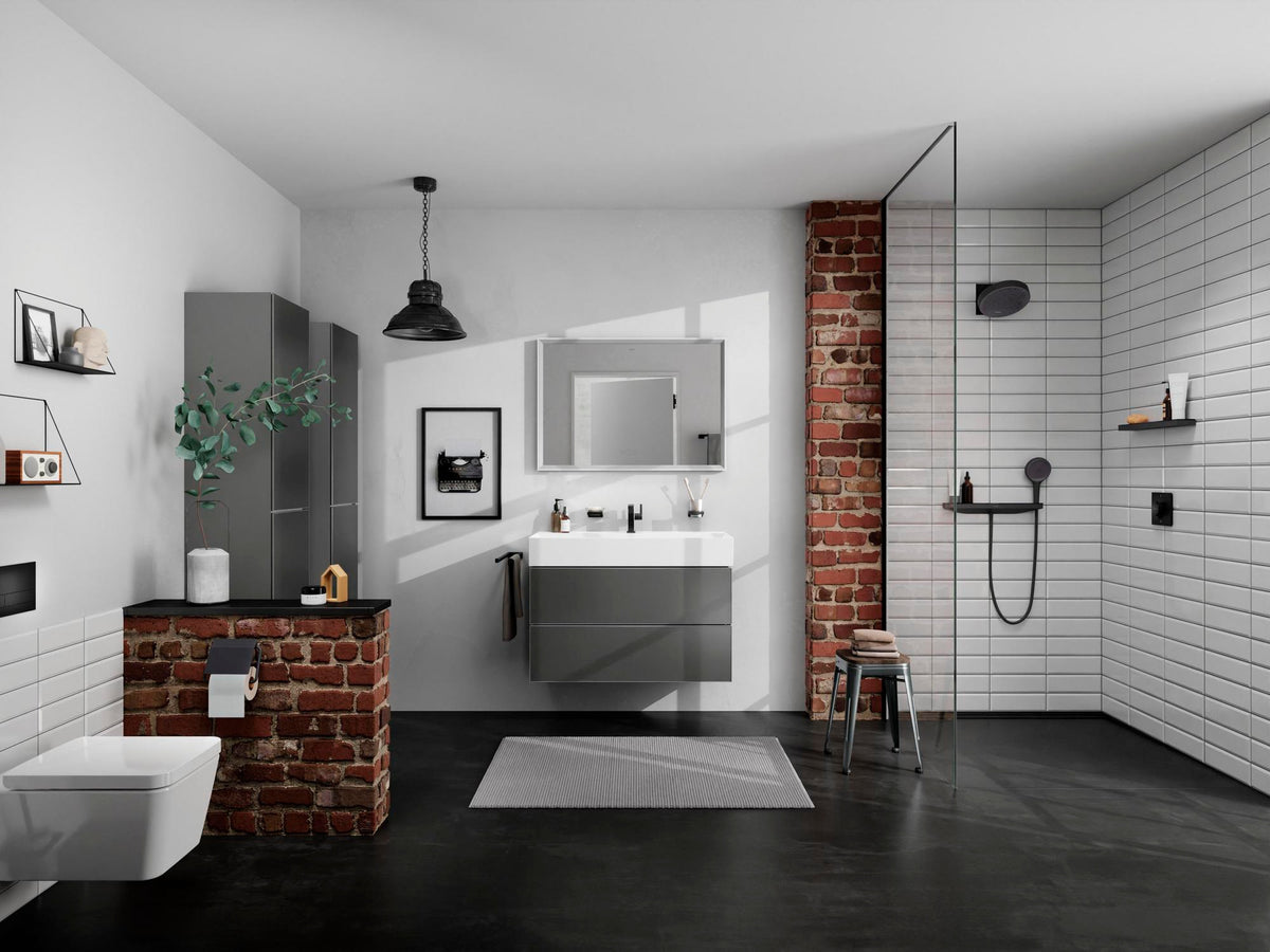HANSGROHE Hochschrank Xevolos E 1160 mm mit PushOpen, Eiche dunkel/Weiß, grifflos