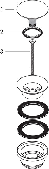 HANSGROHE Ablaufgarnitur PUSH-OPEN für Waschtisch & Bidet, chrom, Messing, mit Überlauf