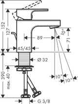 Hansgrohe VERNIS Shape 70 Einhebel-Waschtischmischer mit Zugstangen-Ablaufgarnitur, chrom