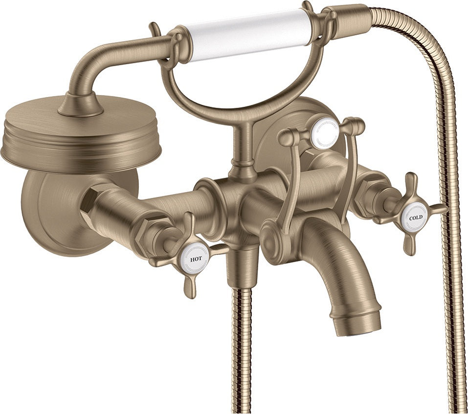 AXOR MONTREUX 2-Griff-Wannenarmatur DN 15, Aufputz, chrom – mit Handbrause & Brausehalter