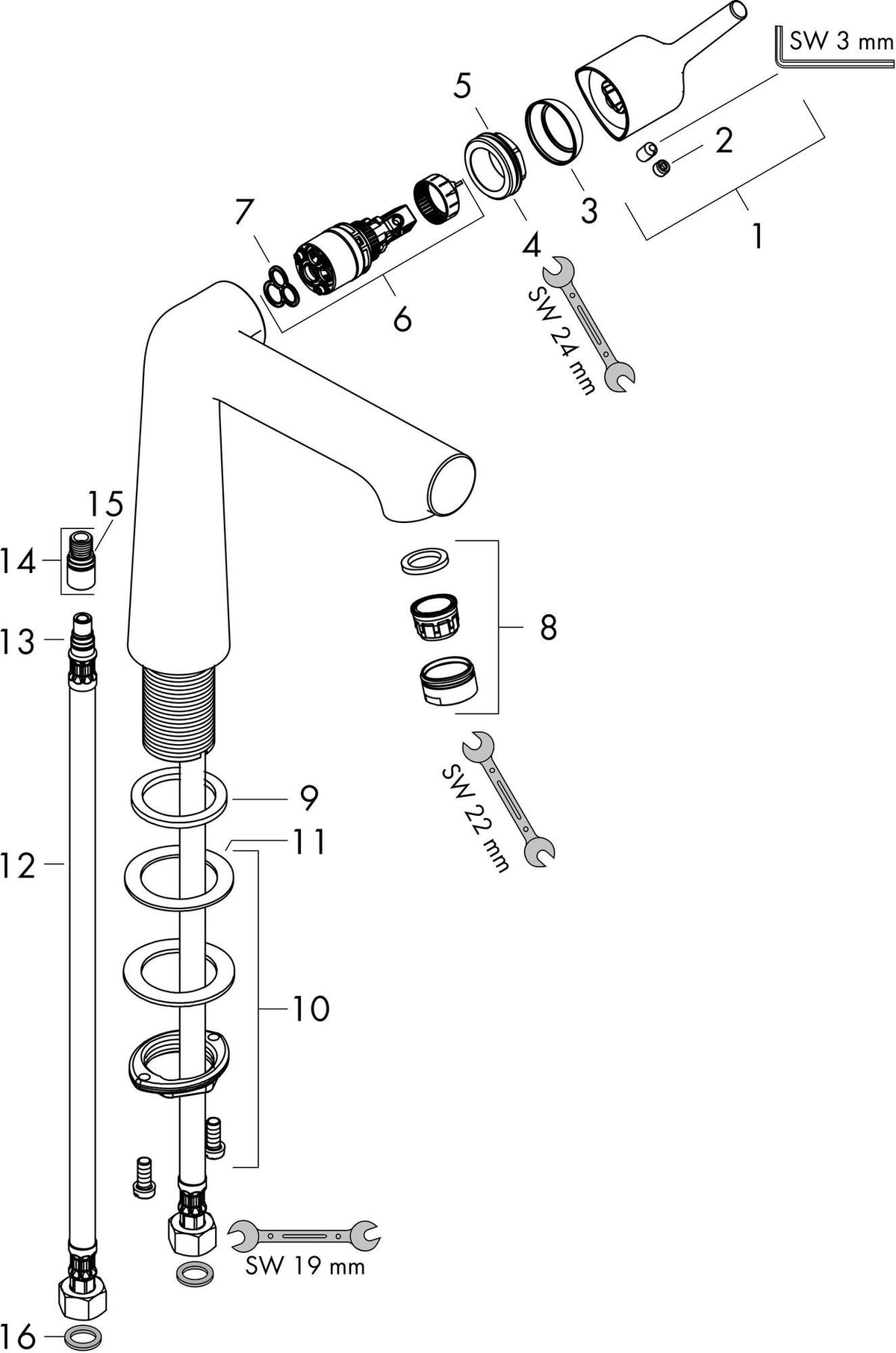 HANSGROHE Talis S Einhebel-Waschtischmischer 250 mit Zugstangen-Ablaufgarnitur, chrom