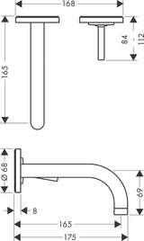 AXOR UNO² Einhebel-Waschtischmischer Unterputz 165 mm mit Ablaufgarnitur – Chrom