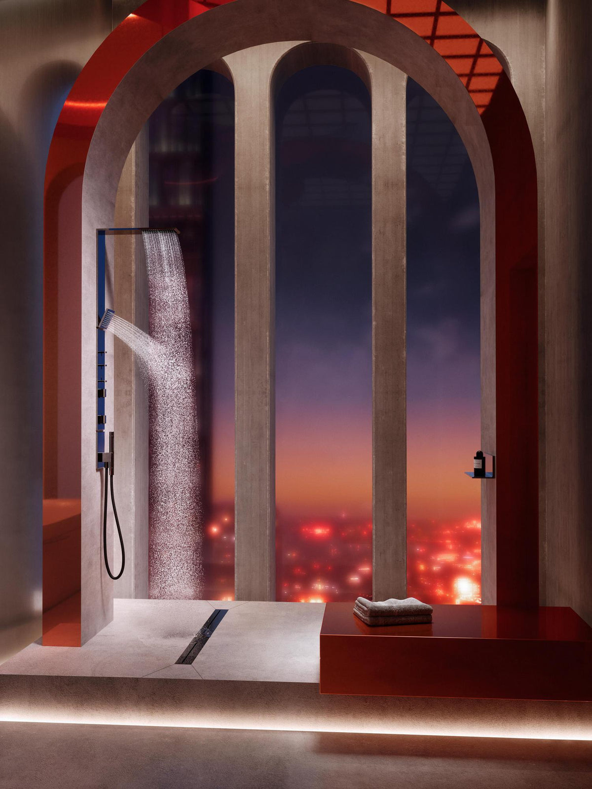 AXOR ShowerComposition Duschpaneel mit Thermostat, Kopf- und Schulterbrause Chrom