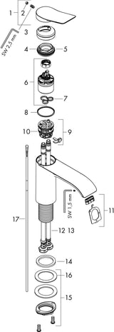 HANSGROHE Vivenis Einhebel-Waschtischmischer 110 mm mit Zugstangen-Ablaufgarnitur chrom